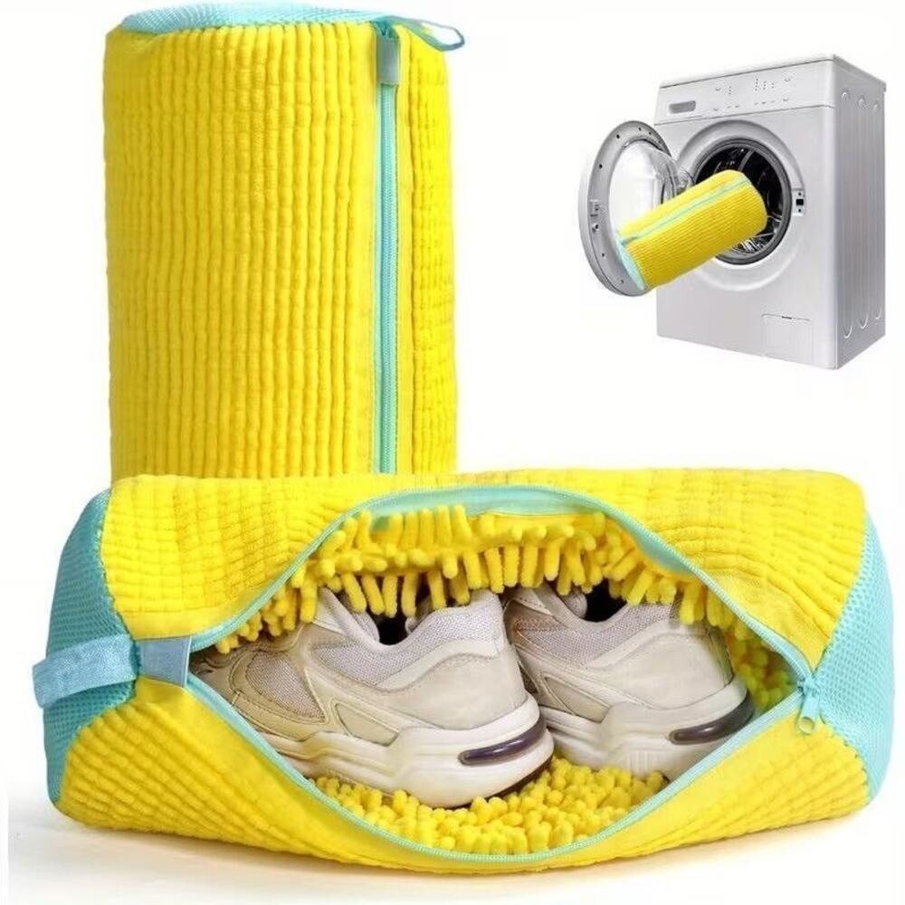 2‑Pack Chenille Shoe Washing Bag, Reusable Laundry Protector for Washing Machine